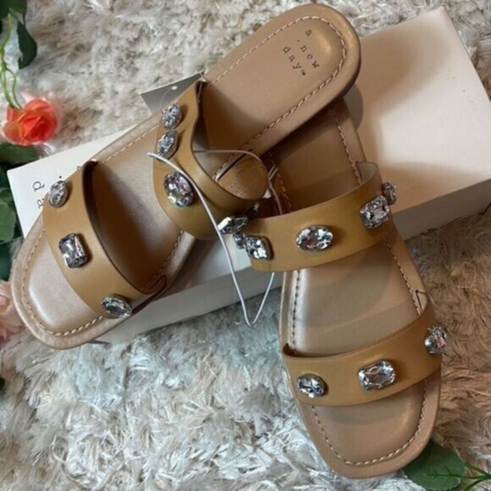 Women's Brit Two Band Embellished Sandals A‎ New Day Size 8.5